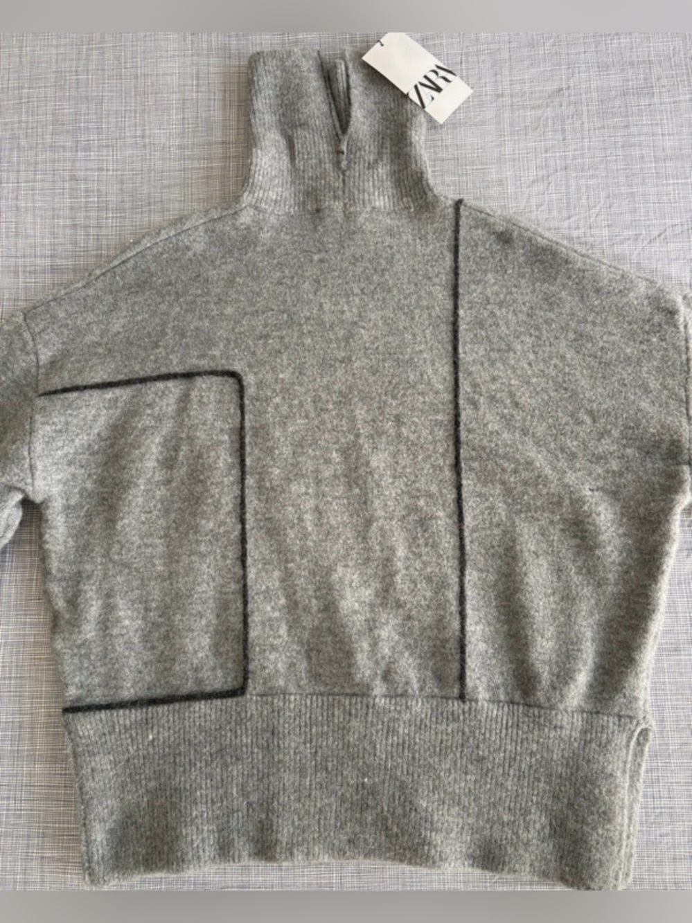 NWT Zara Gray Knit Mock Turtleneck Sweater Sleeve M- Code 1361 - Picture 3 of 13